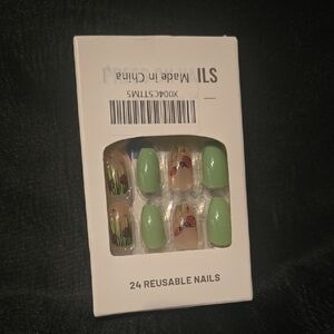 Green and Beige Reusable Nail Set